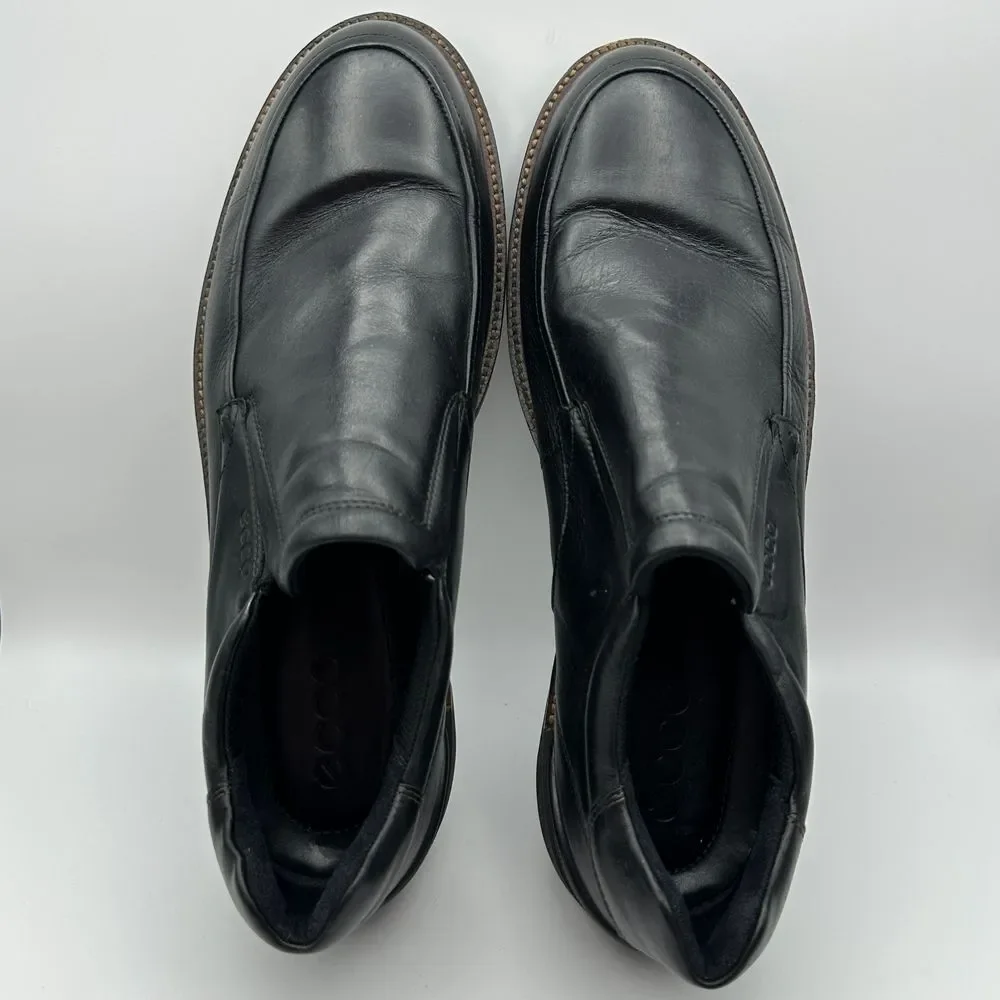 ECCO Black Leather Slip-On Loafers Comfort Dress Casual Shoes Size 47 US 13/13.5